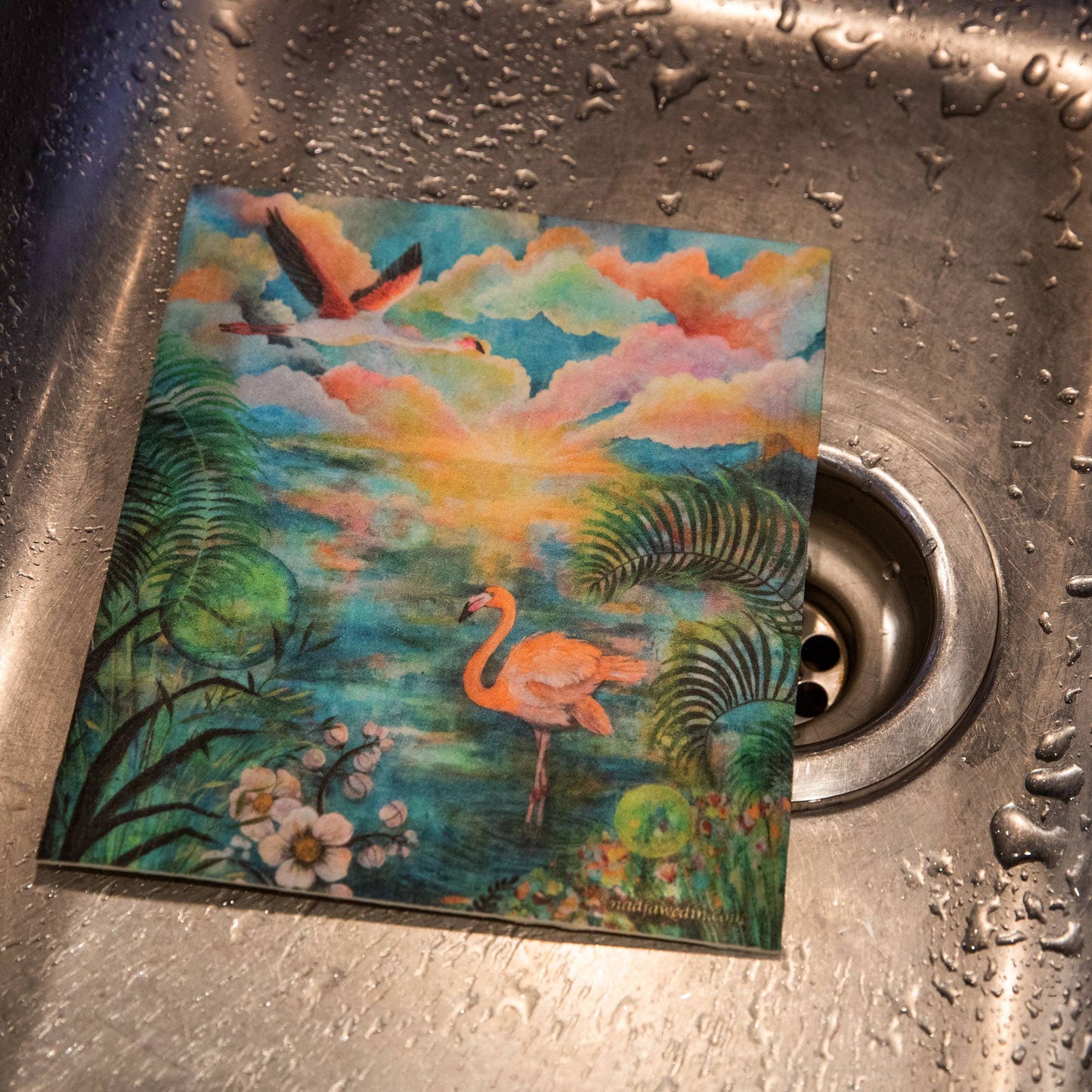 Diskduk, 7x8" (17x20 cm) Flamingo Blå