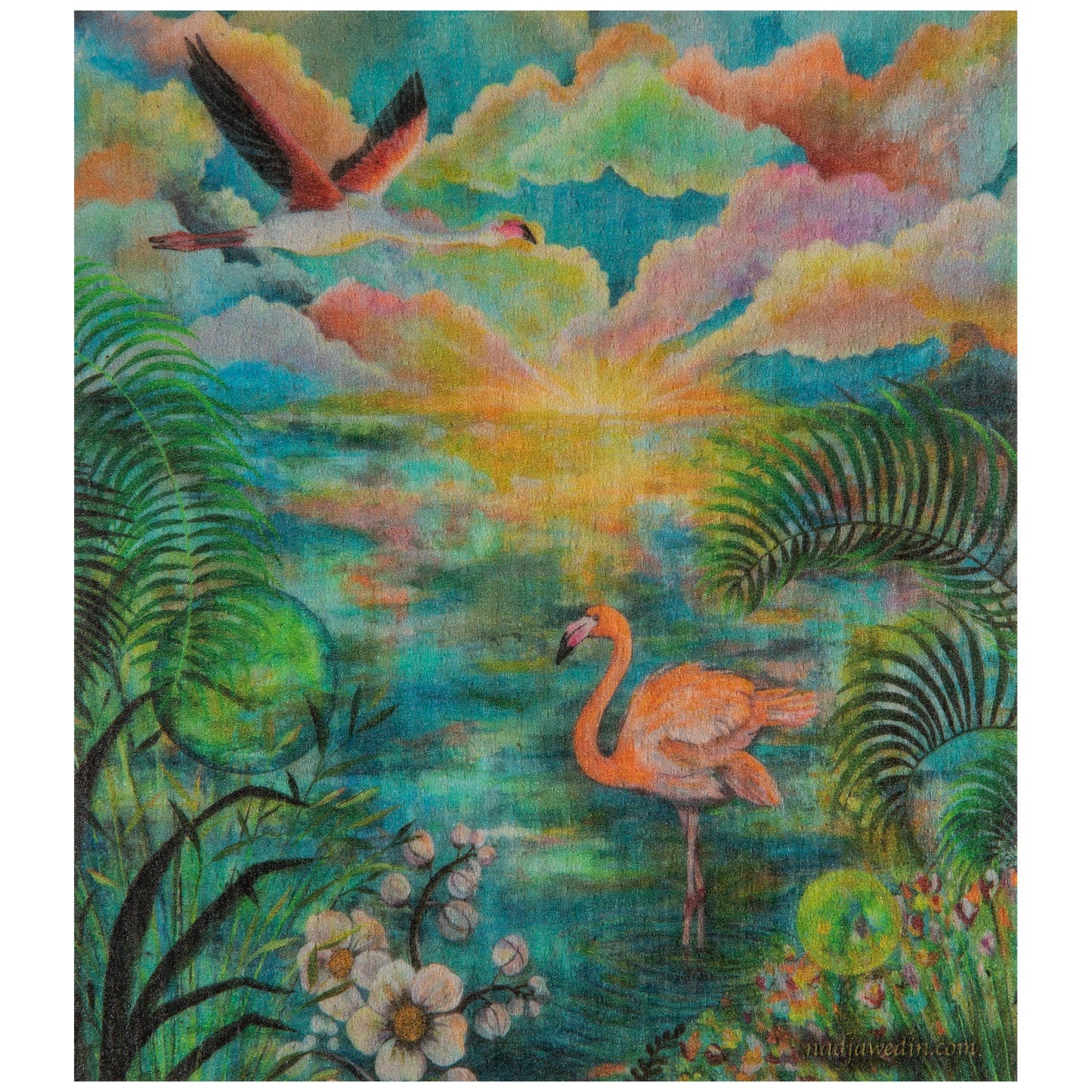 Diskduk, 7x8" (17x20 cm) Flamingo Blå