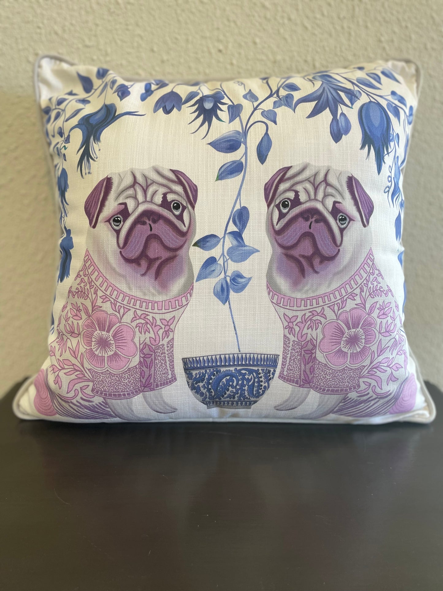 Chinoiserie Mopsar Dekorationskudde